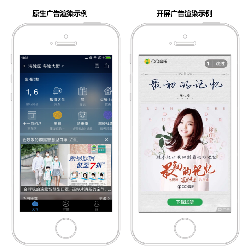 原生和开屏广告渲染示例